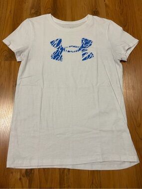 Under Armour White T-Shirt with Royal Blue Graphic